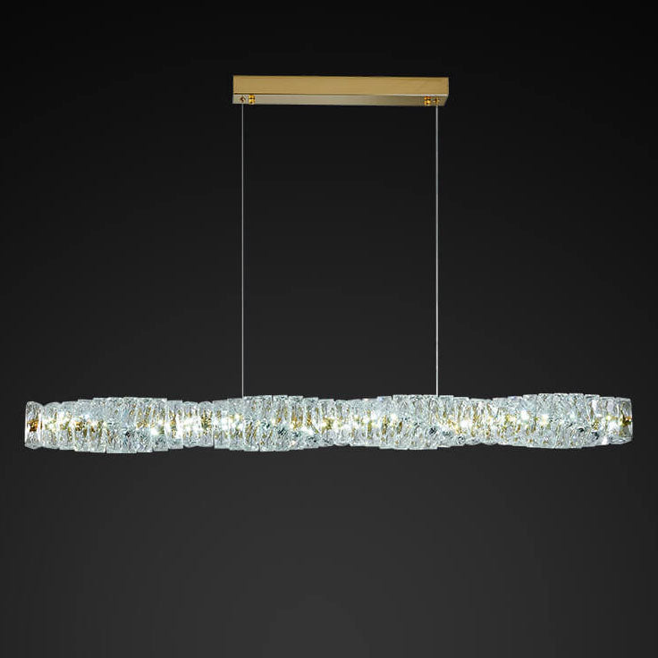 Modern Stainless Steel Crystal Strip LED Island Pendant