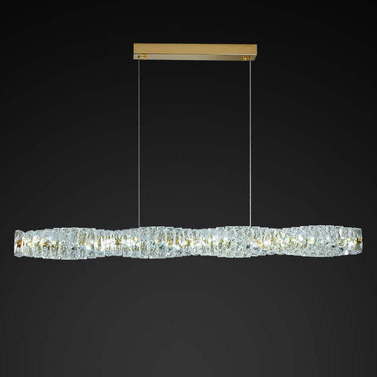 Modern Stainless Steel Crystal Strip LED Island Pendant