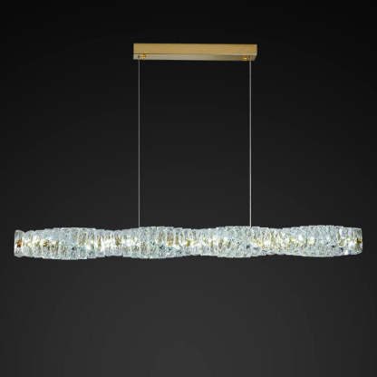 Modern Stainless Steel Crystal Strip LED Island Pendant