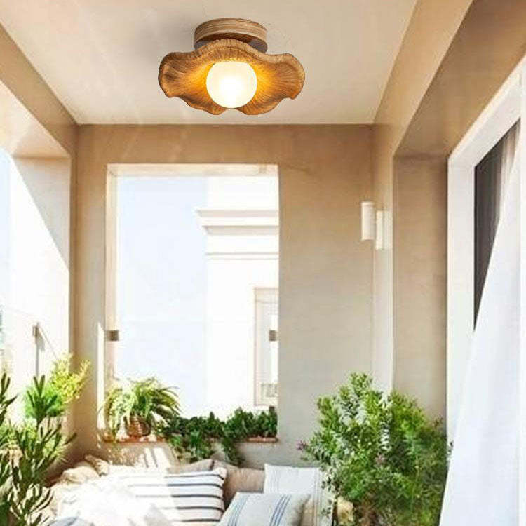 Japanese Wabi-Sabi Lotus Leaf Resin Ceiling Light