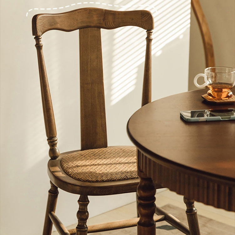 Vintage Scallop Wood Slat-Back Dining Chair