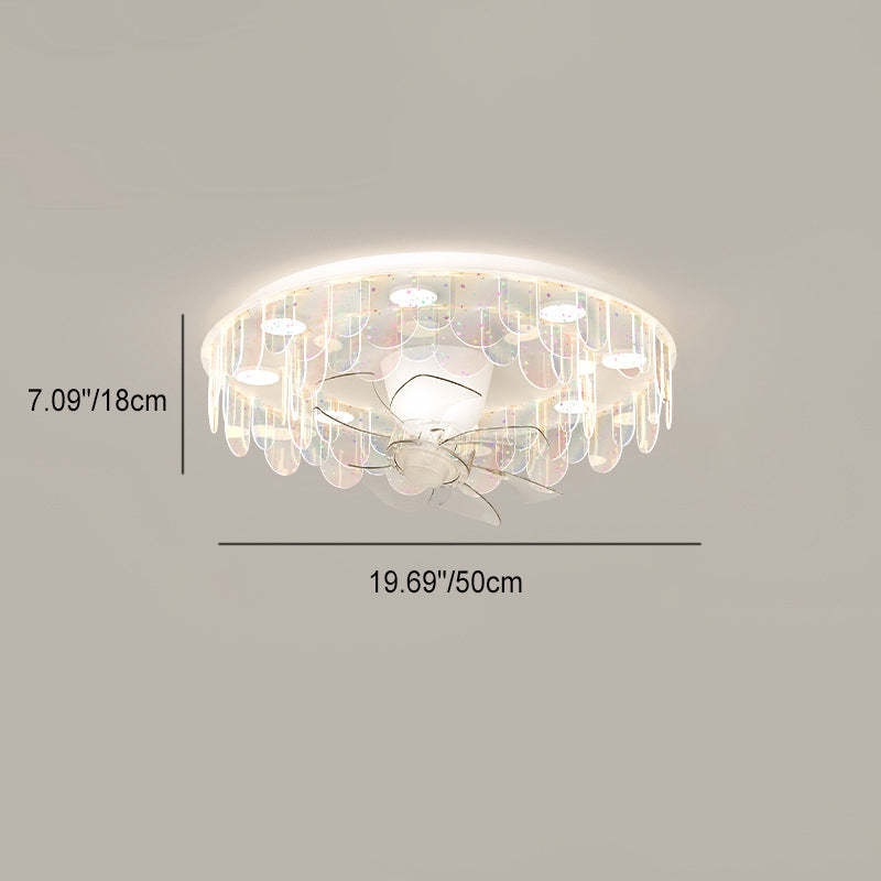 Contemporary Iron Flush Mount Ceiling Fan Light