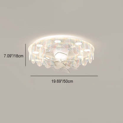 Contemporary Iron Flush Mount Ceiling Fan Light