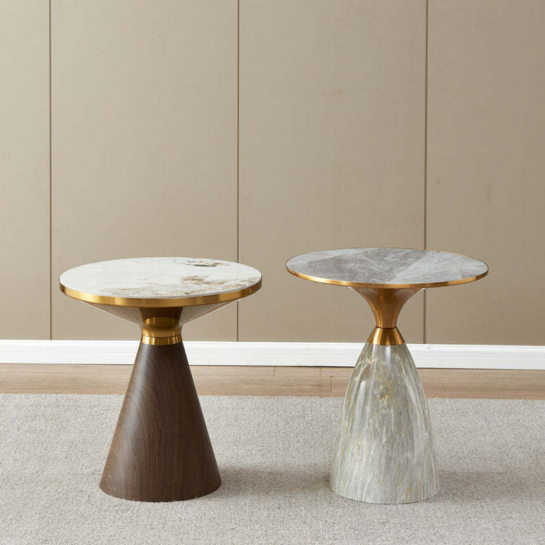 Modern Cone Rock Slab Steel Side Table