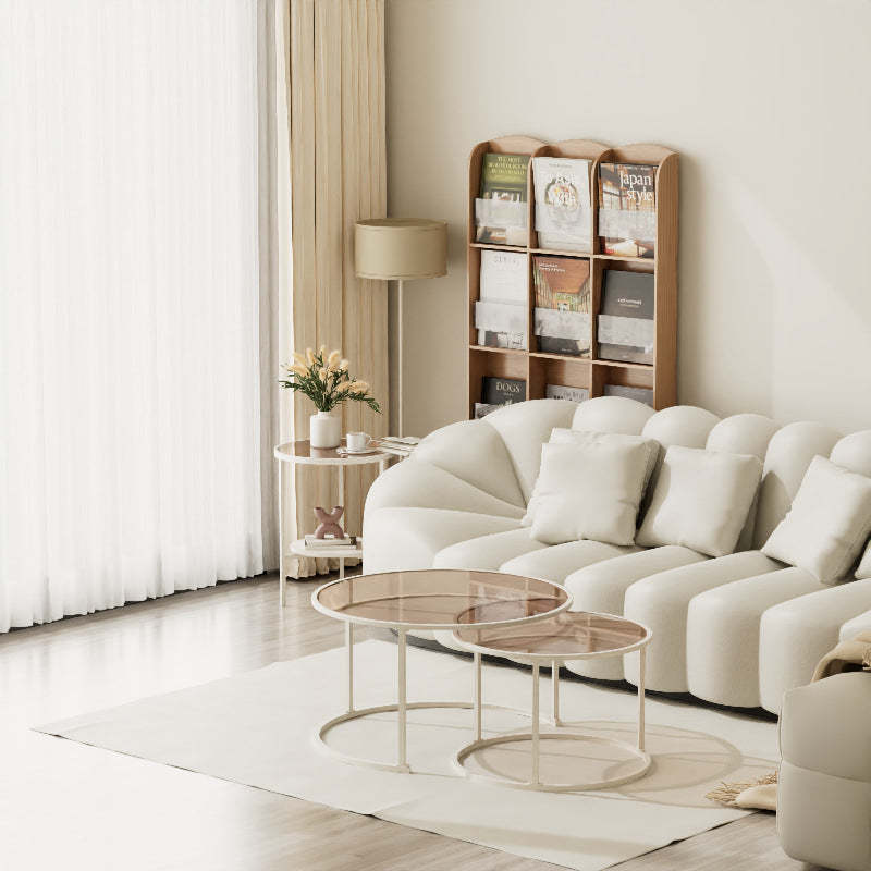 Minimalist Glass Sintered Stone Round Coffee Table 1-Shelf