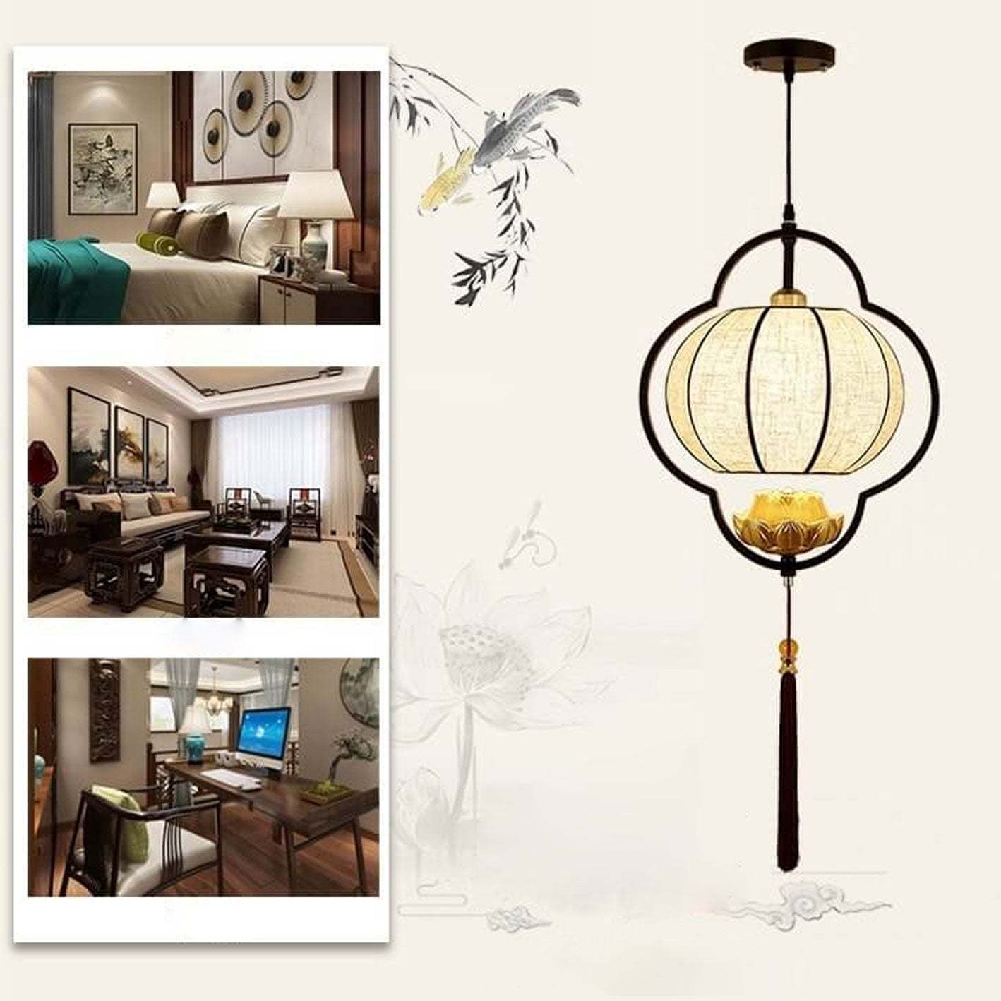 Chinese Retro Luxury Wrought Iron Pendant Light