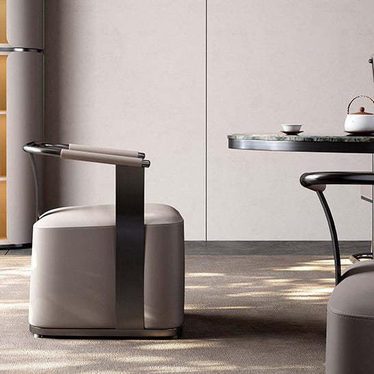 Minimalist Metal Leather Armchair
