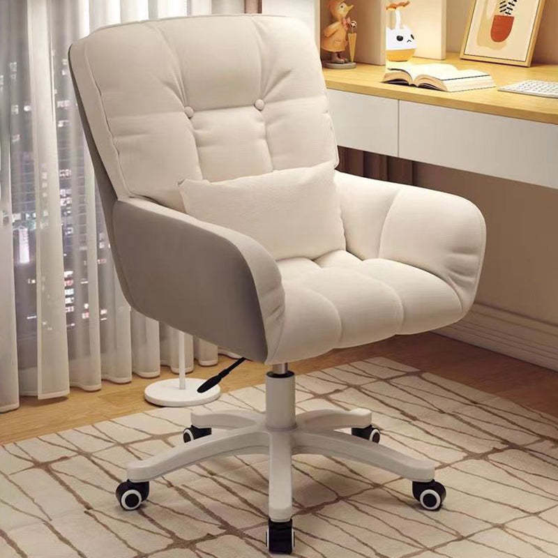 Minimalist Velvet Leather Rotatable Vanity Stool — Sponge / PU Leather / White + Gray