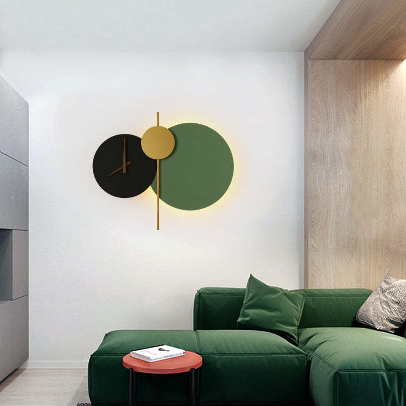 Minimalist Iron Acrylic LED Clock Sconce