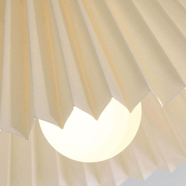Japanese Log Pleated Umbrella Cone Ceiling Light