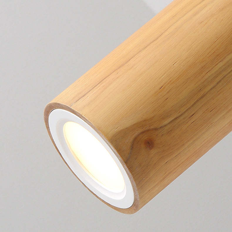 Nordic Wood Tube LED Flush Mount Light