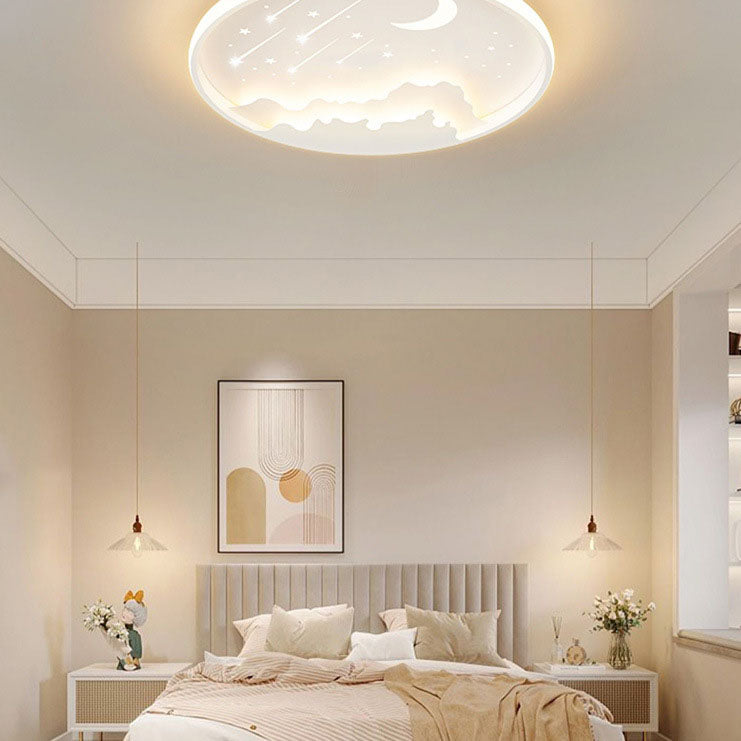 Modern Iron Round Kids LED Flush Mount Light