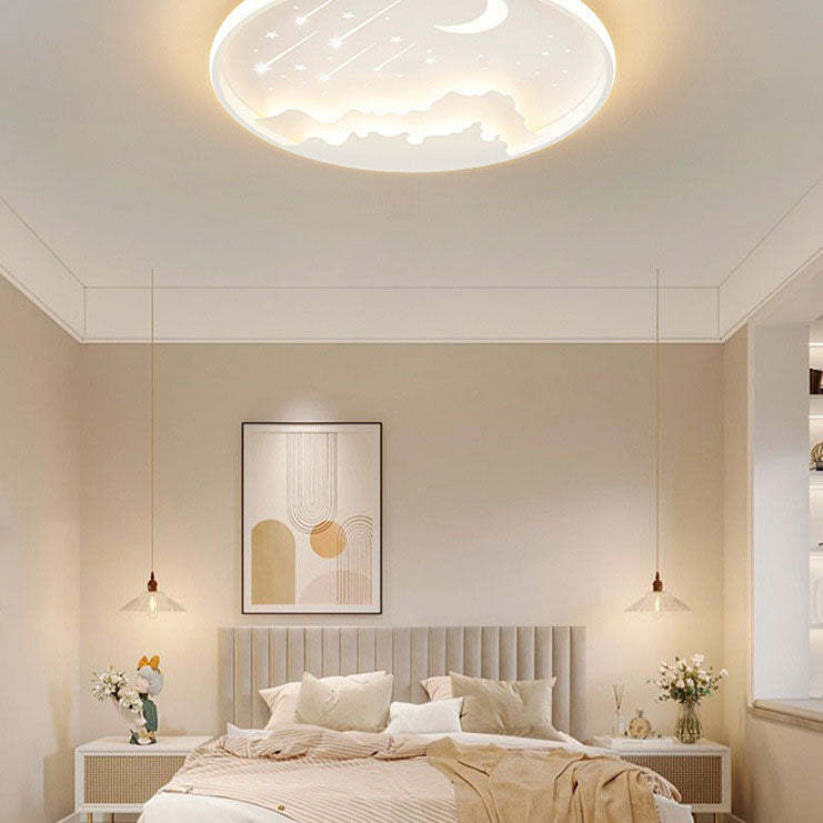 Modern Iron Round Kids LED Flush Mount Light