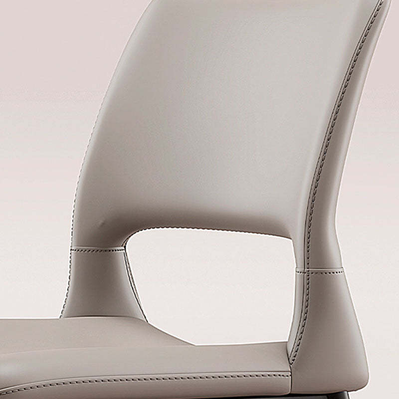 Nordic Curved Leather Hollow Square Dining Chair