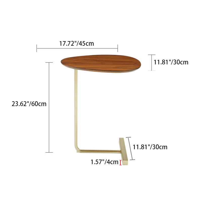Contemporary Oval Wood Iron 2-Tier End Table