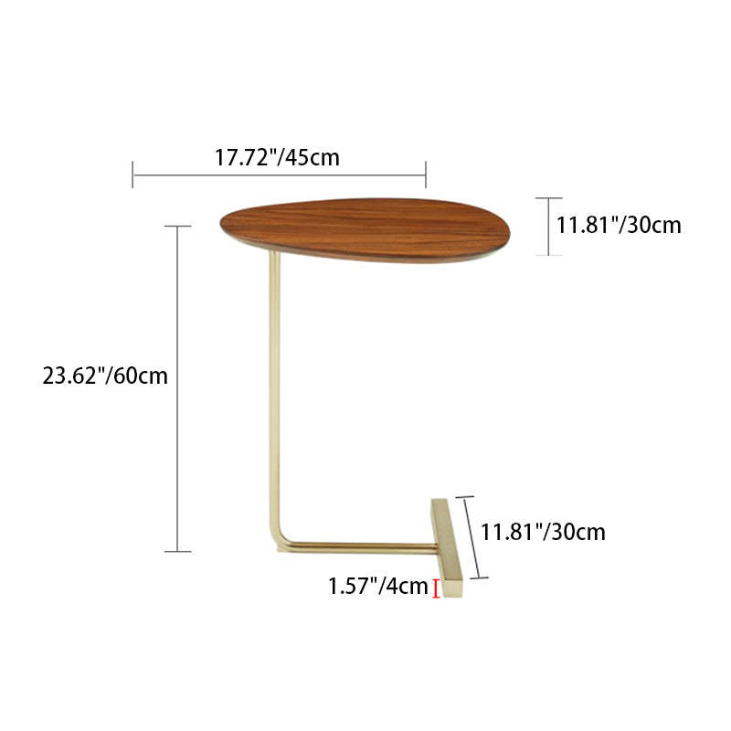 Contemporary Oval Wood Iron 2-Tier End Table