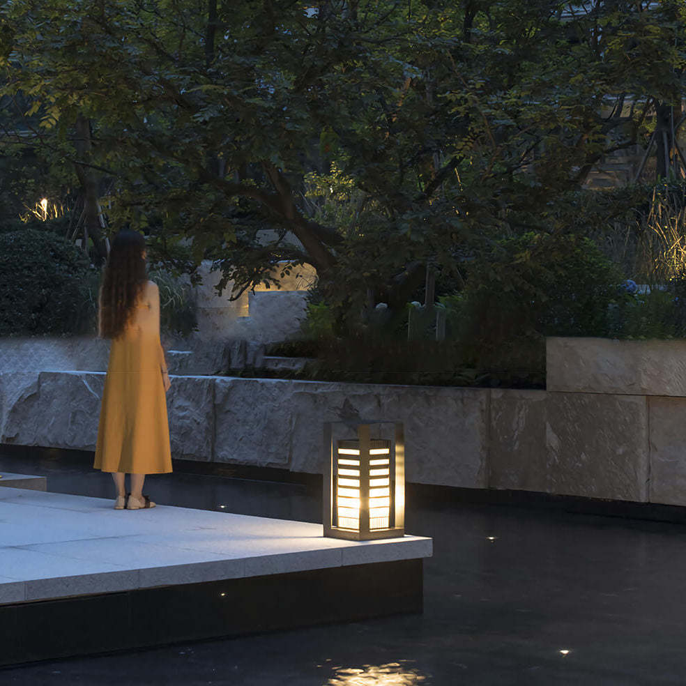 Solar Metal Square Outdoor LED Patio Floor Lamp