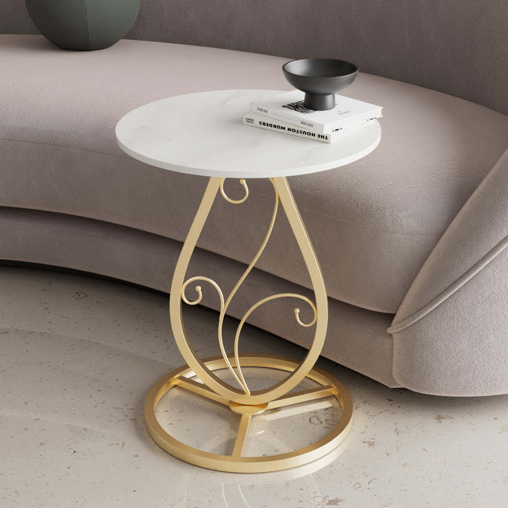 Luxury Round Sintered Stone Metal Coffee Table