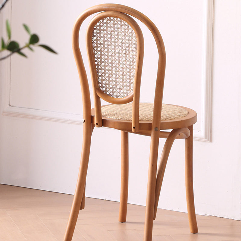 Vintage Rattan Woven Wooden Dining Chair