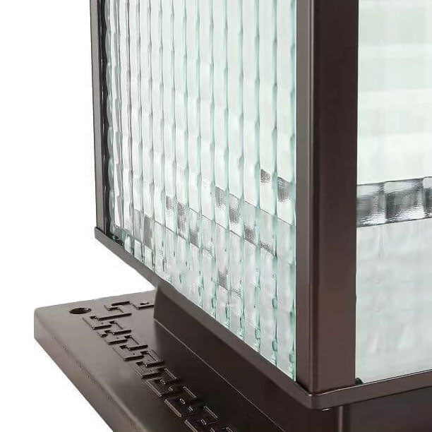 Retro Square Die-Cast Aluminum Glass Solar Column Light