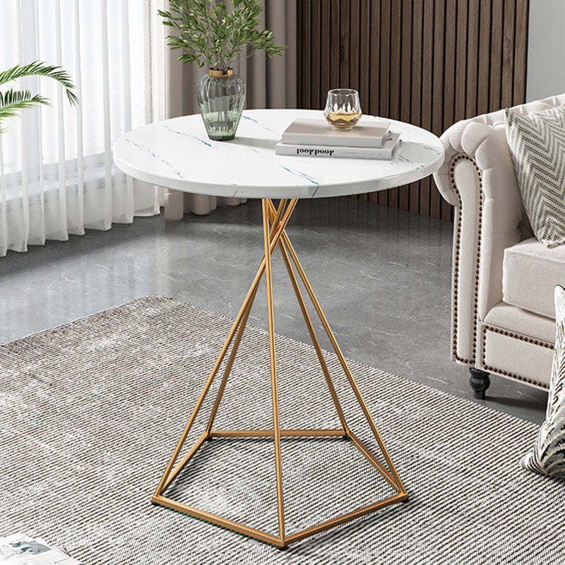 Eclectic Round Iron Rock Slab Coffee Table