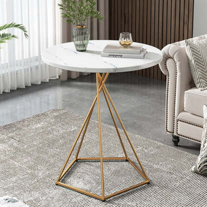 Eclectic Round Iron Rock Slab Coffee Table