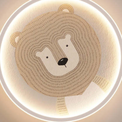 Round Cartoon Animal Aluminum Flush Ceiling Light