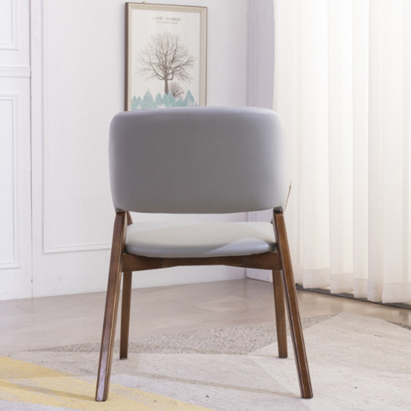 Contemporary Leather Wood Dining Chair