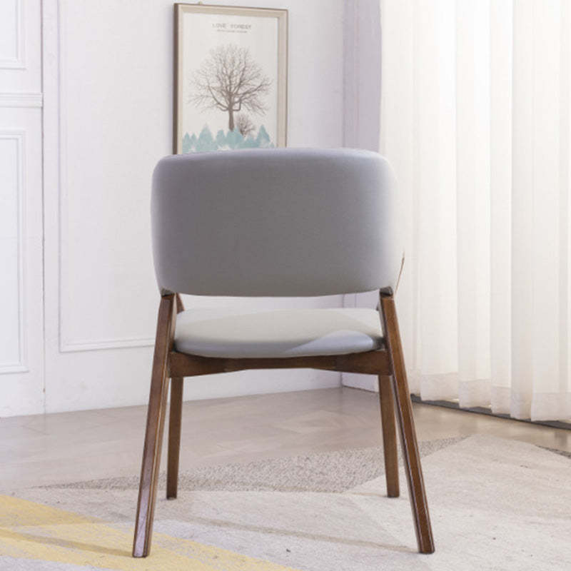 Contemporary Leather Wood Dining Chair
