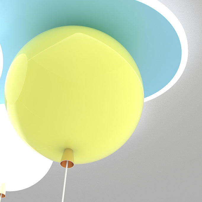 Art Deco Balloon Flower Acrylic Iron LED Flush Light