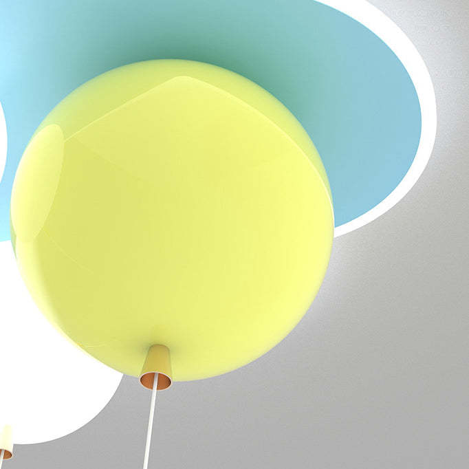 Art Deco Balloon Flower Acrylic Iron LED Flush Light