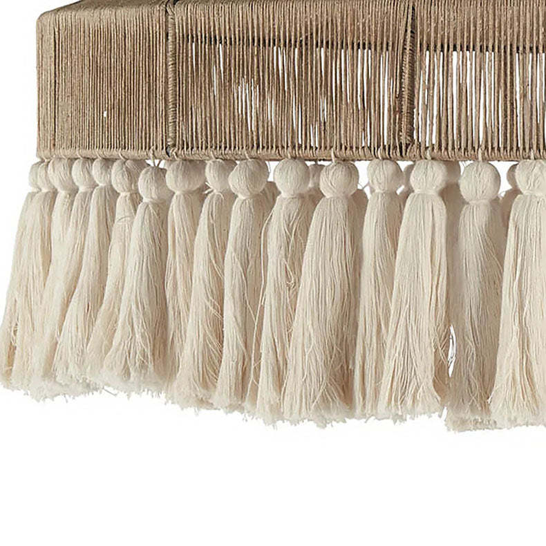 Contemporary Boho Linen Rope Tassel Pendant Light — 220V-240V For UK/AU