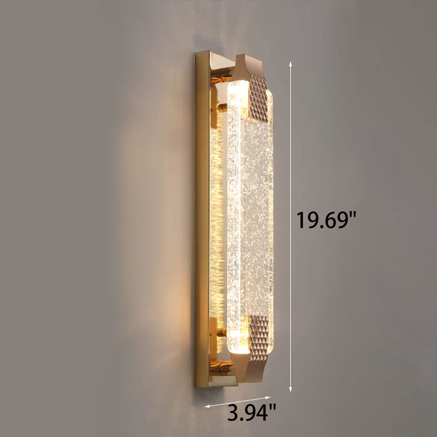 European Rectangular Bubble Crystal LED Sconce — 220V-240V For UK/AU / White Light (5000K)