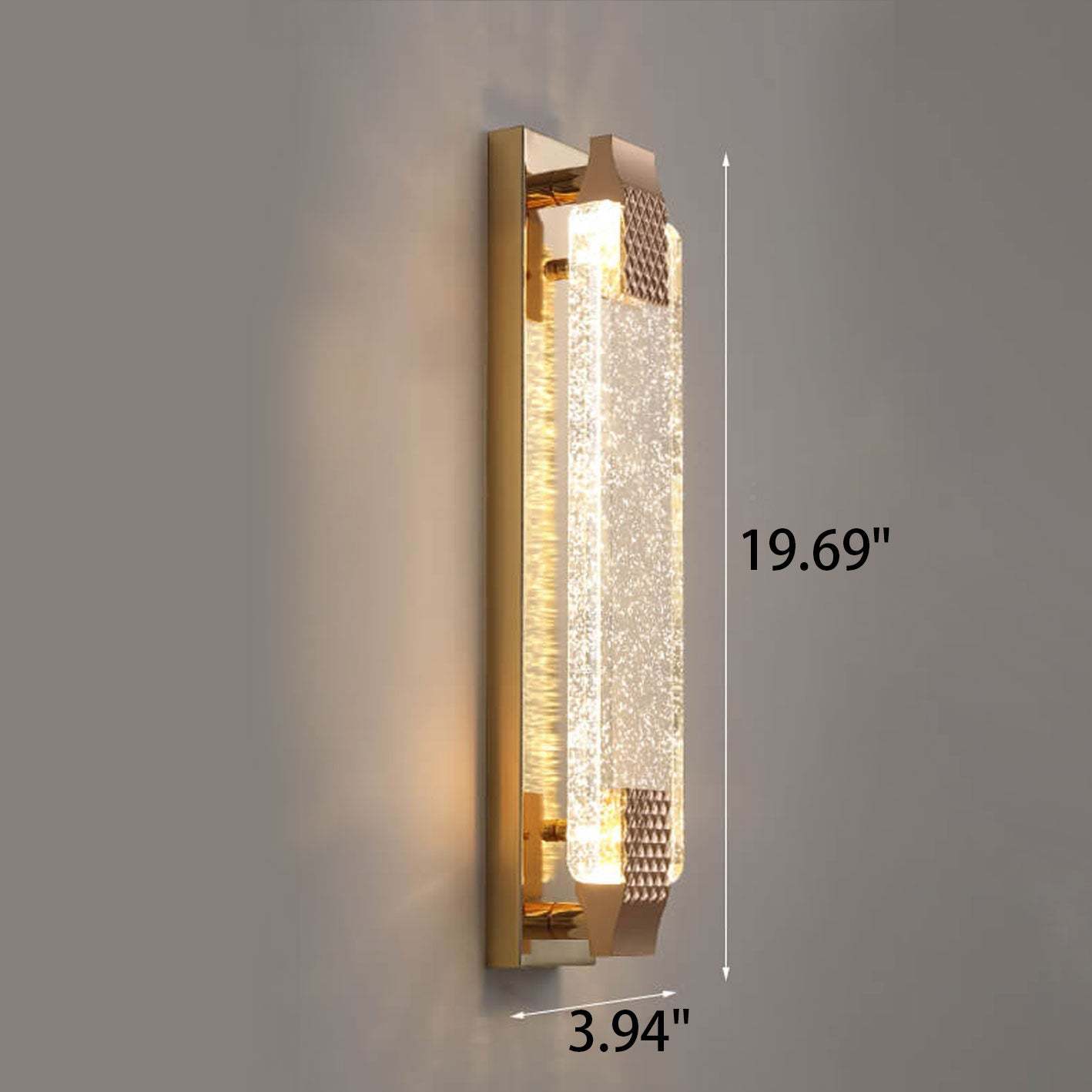 European Rectangular Bubble Crystal LED Sconce — 220V-240V For UK/AU / White Light (5000K)