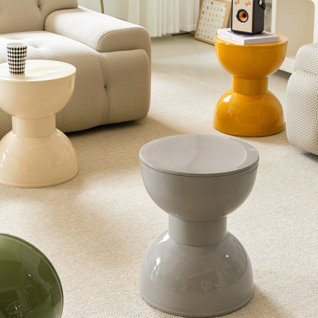 Scandinavian Macaron Hourglass Plastic Footstool