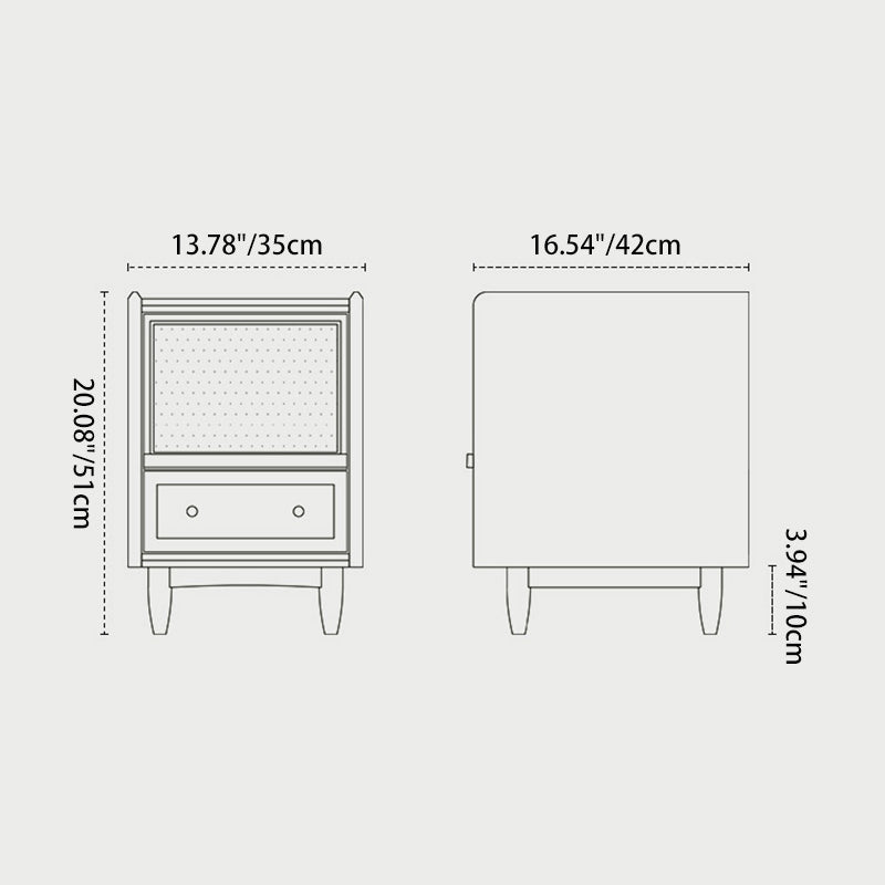 Retro Solid Wood 2-Drawer Nightstand