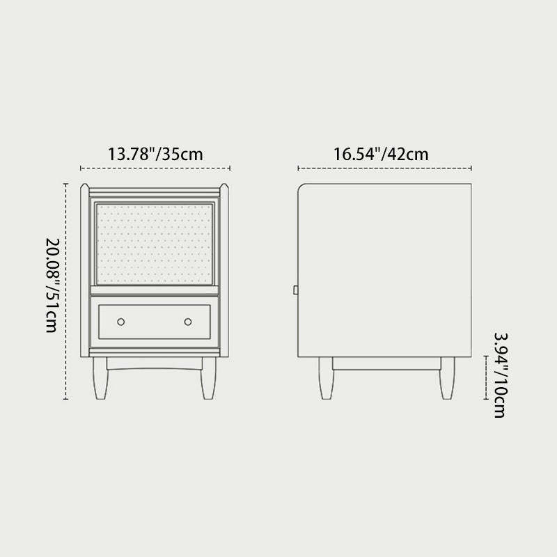 Retro Solid Wood 2-Drawer Nightstand