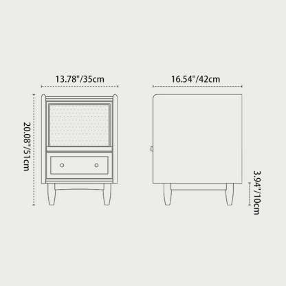 Retro Solid Wood 2-Drawer Nightstand