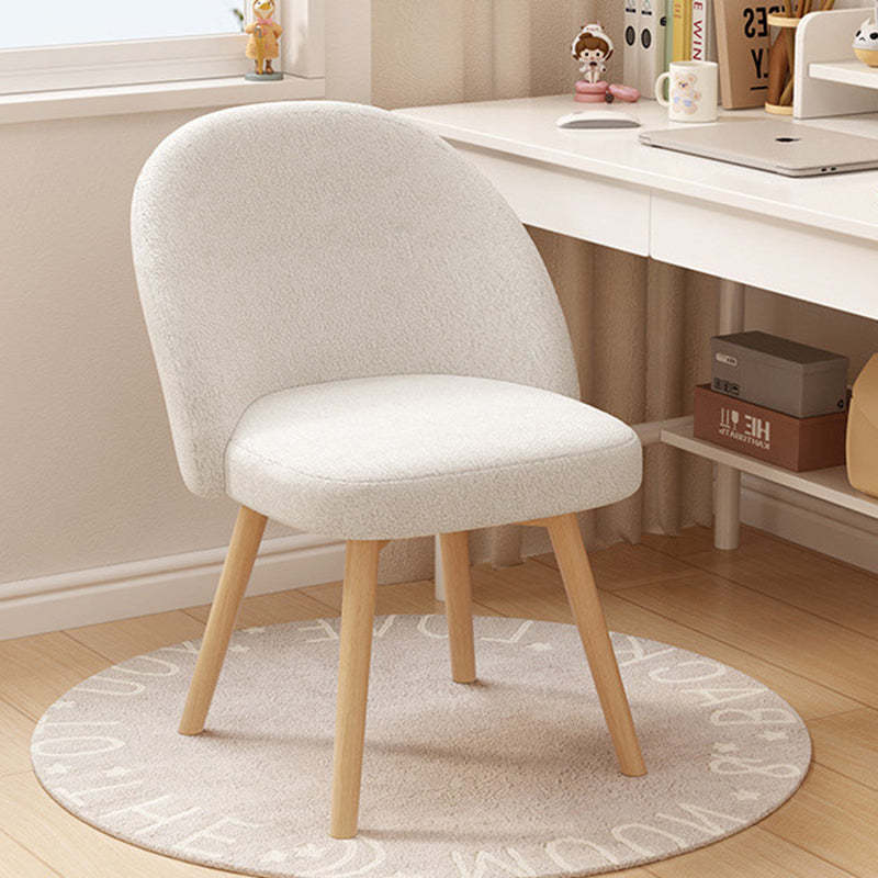 Nordic Curved Fabric Wood Vanity Stool