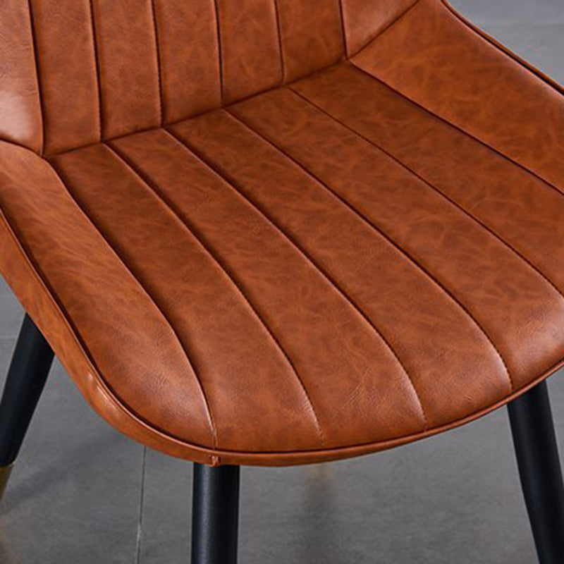 Modern Curved Leather Metal Dining Chair