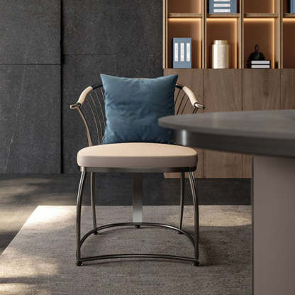 Contemporary Curved Steel Leather Chair