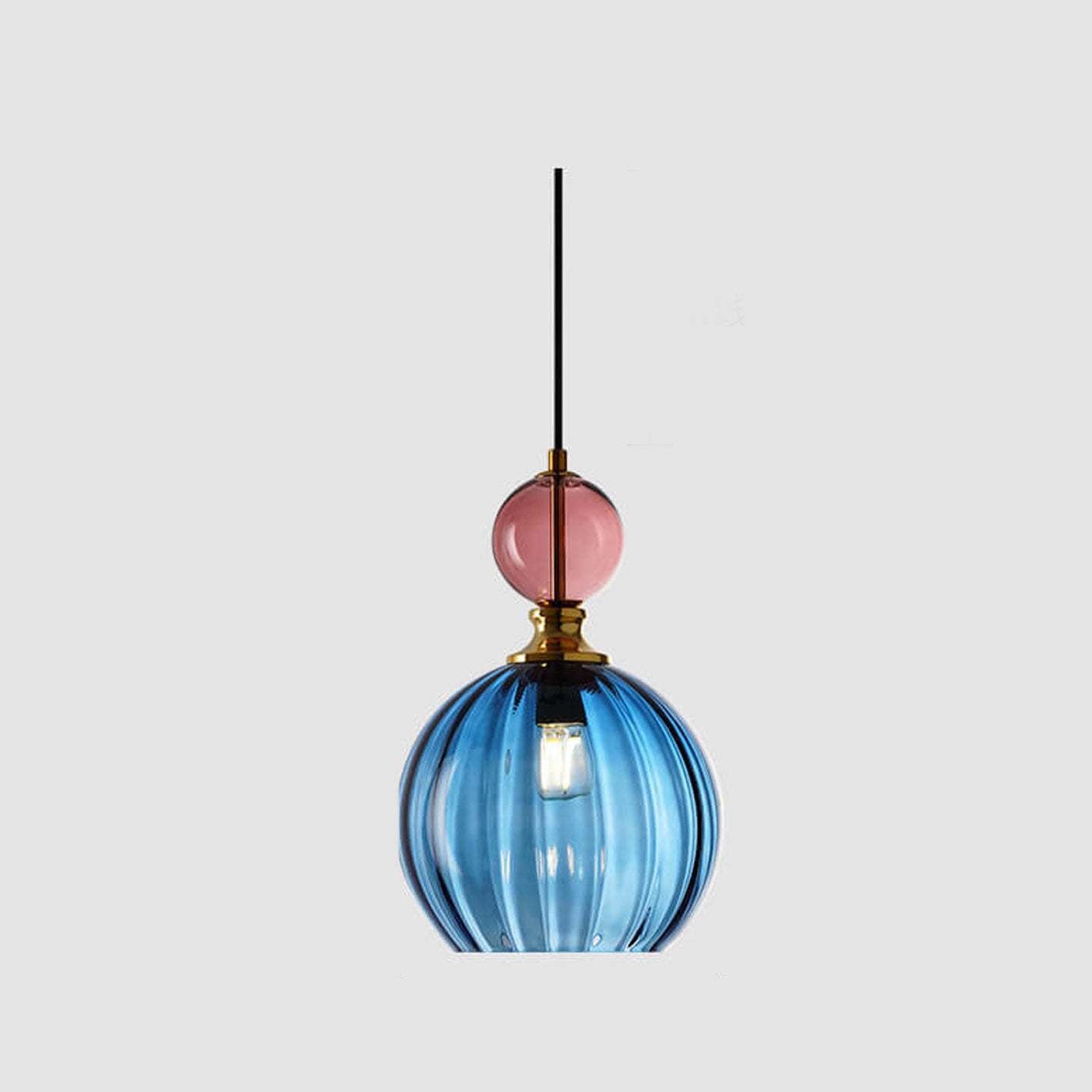 Danish Striped Glass Round Chandelier