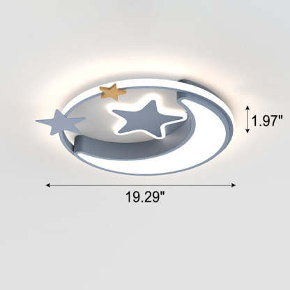 Star Moon Round LED Kids Flush Mount Light