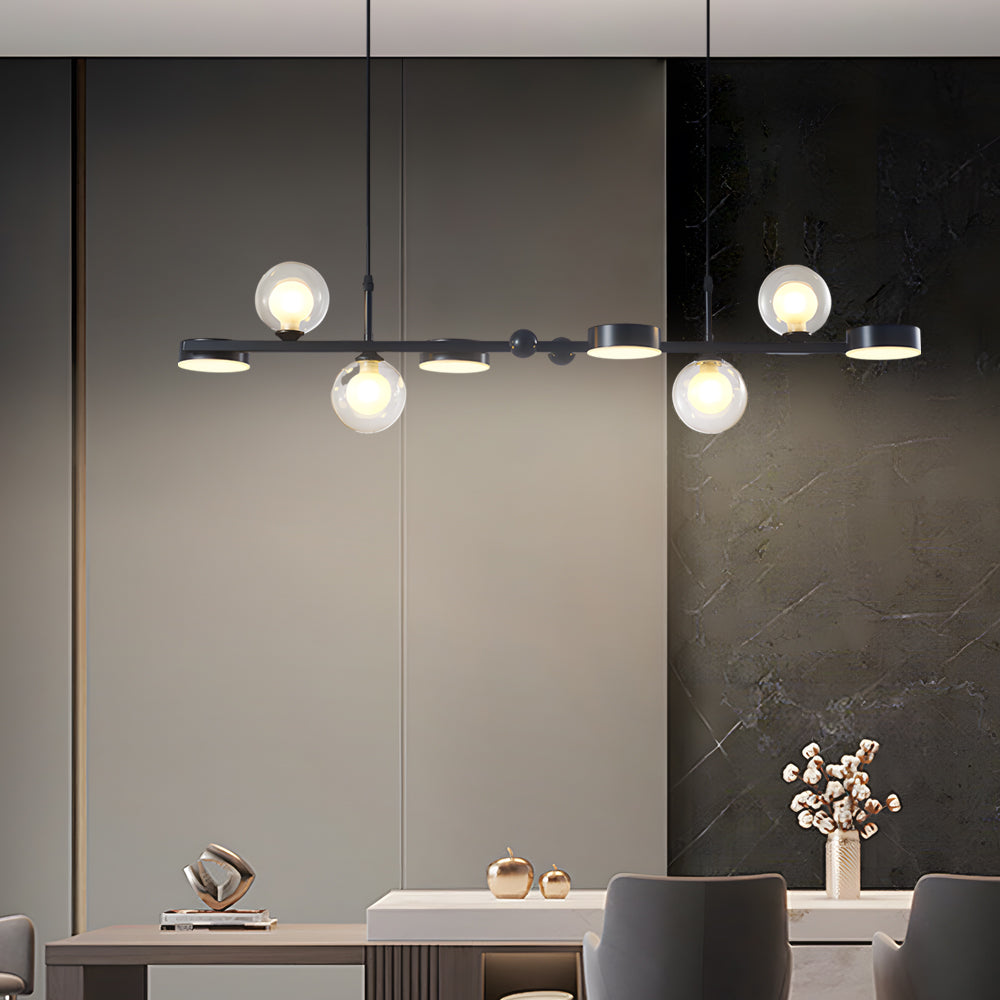 Dimmable Glass Ball LED Long Dining Chandelier