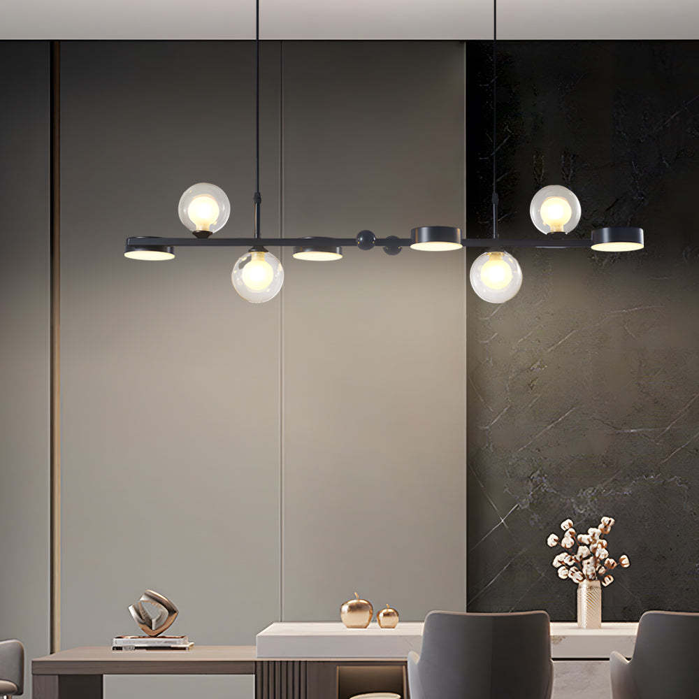 Dimmable Glass Ball LED Long Dining Chandelier
