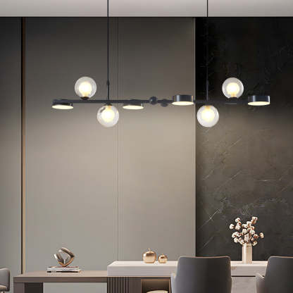 Dimmable Glass Ball LED Long Dining Chandelier
