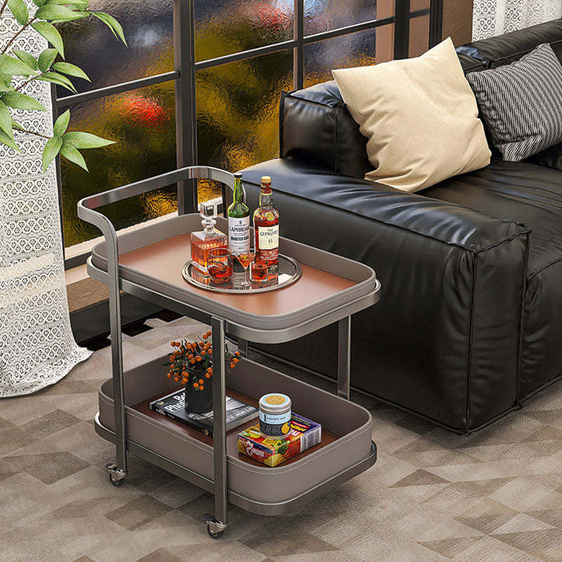 Luxury Rectangular Leather Steel Coffee Table