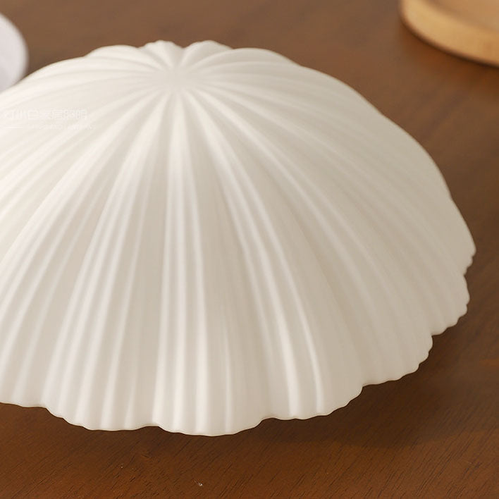 Modern French Cream Shell Glass LED Flush Mount Light