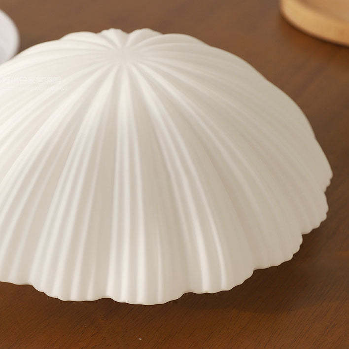 Modern French Cream Shell Glass LED Flush Mount Light