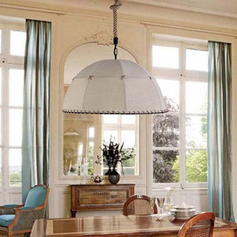 Traditional Rustic Fabric Semicircle Pendant Light